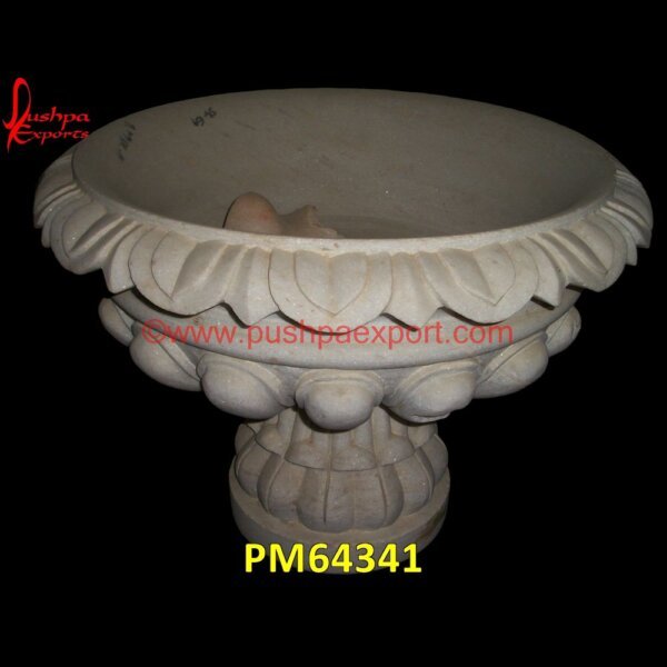 Rustic Finish White Marble Planter PM64341 white marble planter,marble urn,stone pot,black marble planter,black marble urn,blue marble urn,cast stone planter,granite stone pots,large natural stone planters,limestone planter.jpg