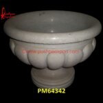 White Stone Carved Outdoor Planter