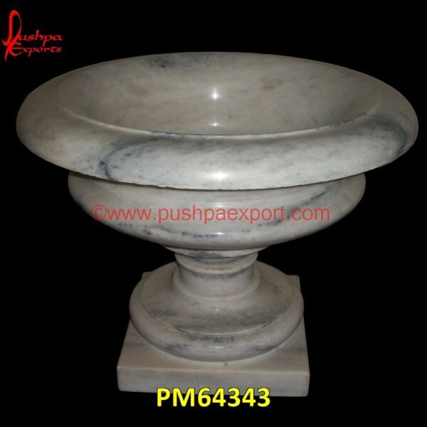 Italian White Marble Stone Outdoor Planter PM64343 stone pot,black marble planter,black marble urn,blue marble urn,cast stone planter,granite stone pots,large natural stone planters,limestone planter,marble flower pot,marble plante.jpg