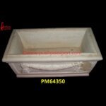 Rustic Finish White Marble Outdoor Planter