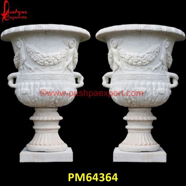 Painting Carved White Marble Planter PM64364 tall stone planters,travertine planter,unique stone planters,unique stone urns,white marble urn,white stone planter,antique stone planters,antique stone pots,big stone planters,bla.jpg