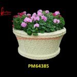 White Stone Design Carved Outdoor Planter