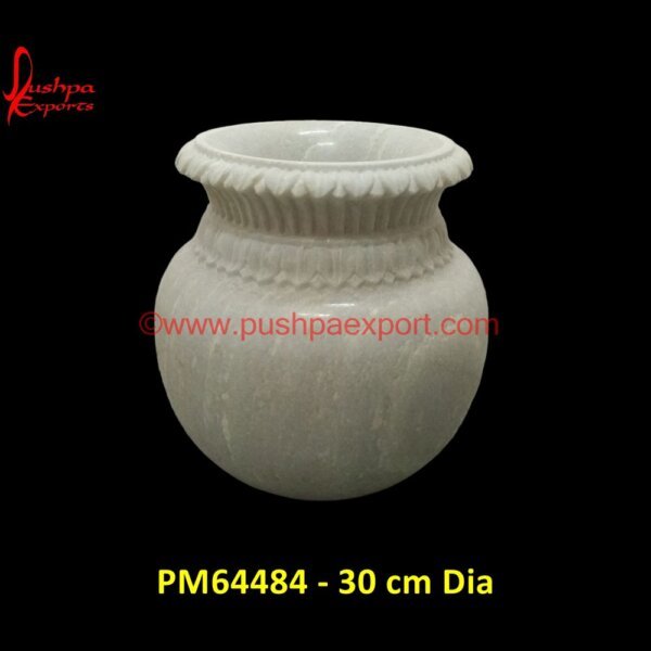 Handmade White Marble Urn Planter PM64484 - 30 cm Dia stone garden pots,stone outdoor pots,stone patio planters,stone planters indoor,stone planters large,stone urns for garden.jpg