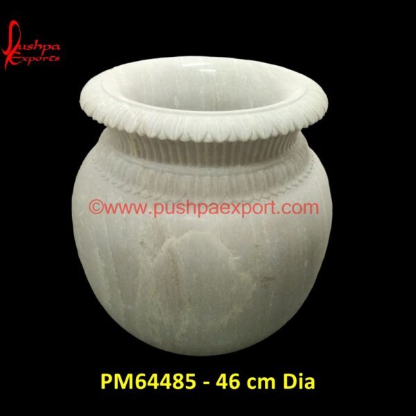 Carving White Marble Stone Planter PM64485 - 46 cm Dia stone outdoor pots,stone patio planters,stone planters indoor,stone planters large,stone urns for garden,white marble planter.jpg