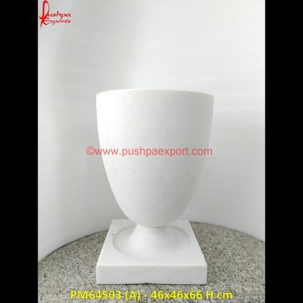 White Marble Beautiful Flower Pot PM64503 (A) - 46x46x66 H cm black marble planter,black marble urn,blue marble urn,cast stone planter,granite stone pots,large natural.jpg