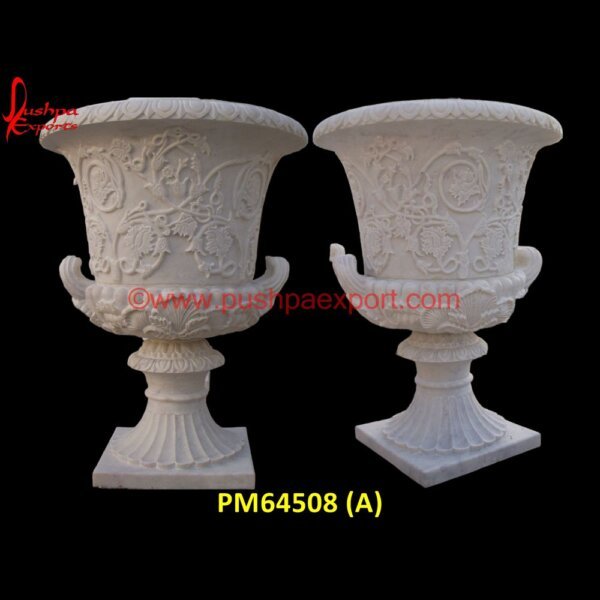 Floral Carved Marble Planter PM64508 (A) marble flower pot,marble planter,marble pot,natural stone planters,river rock planters,sandstone planters,stone bowl planter,stone flower pots.jpg