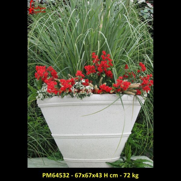 Stone Planter PM64532 - 67x67x43 H cm - 72 kg large stone flower pots,large stone pots,large stone urn,large white stone planters,limestone planters and pots,modern.jpg