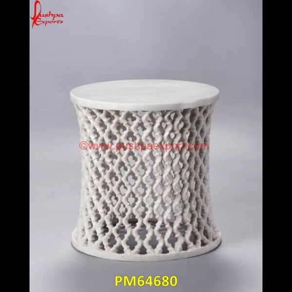 Jali Design White Marble Stool PM64680 marble stool table,marble vanity stool,stone outdoor stool,marble stool side table,black marble stool,white stone stool,marble stool,white stone in stool,white marble chowki,marble.jpg