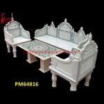 Inlay White Marble Sofa And Table