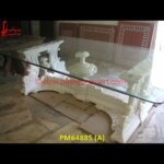 Floral Carving White Marble Dining Table