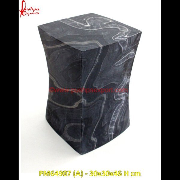 Black And White Stone Stool PM64907 (A) - 30x30x46 H cm white stone stool,marble stool,white stone in stool,white marble chowki,marble stool table,marble vanity stool.jpg