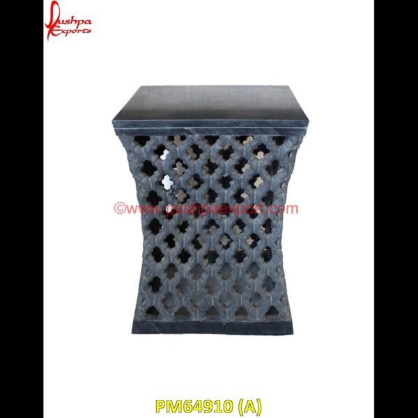 Black Stone Stool PM64910 (A) marble stool table,marble vanity stool,stone outdoor stool,marble stool side table,black marble stool,white stone stool.jpg