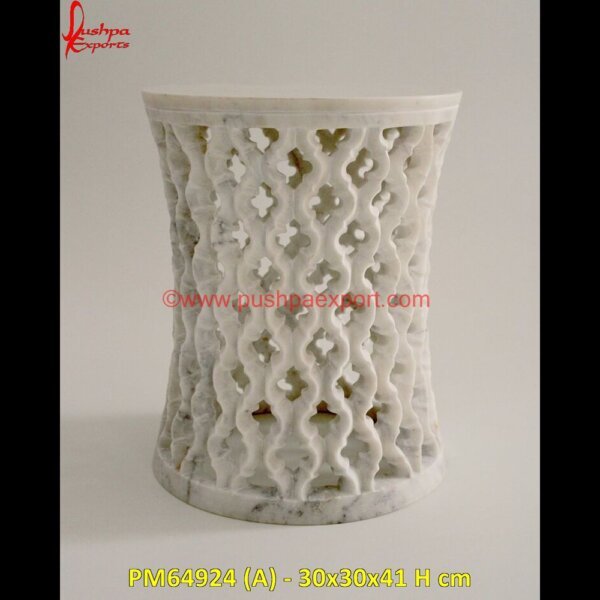 Cylindrical White Marble Stool PM64924 (A) - 30x30x41 H cm black marble stool,white stone stool,marble stool,white stone in stool,white marble chowki,marble stool table.jpg