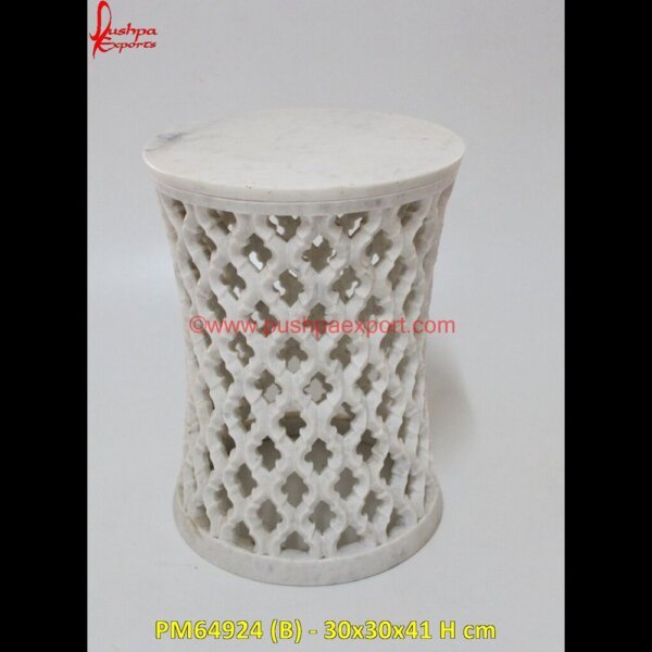 PM64924 (B) - 30x30x41 H cm white stone stool,marble stool,white stone in stool,white marble chowki,marble stool table,marble vanity stool.jpg