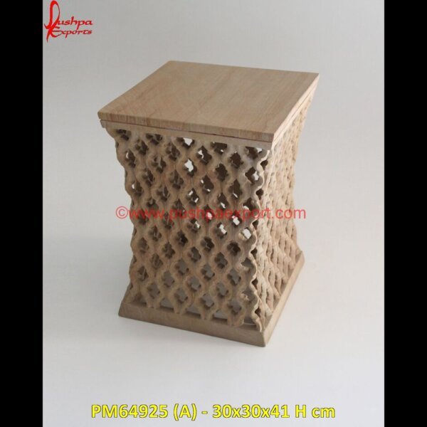 Stone Seating Stool PM64925 (A) - 30x30x41 H cm white stone in stool,white marble chowki,marble stool table,marble vanity stool,stone outdoor stool,marble stool side table.jpg