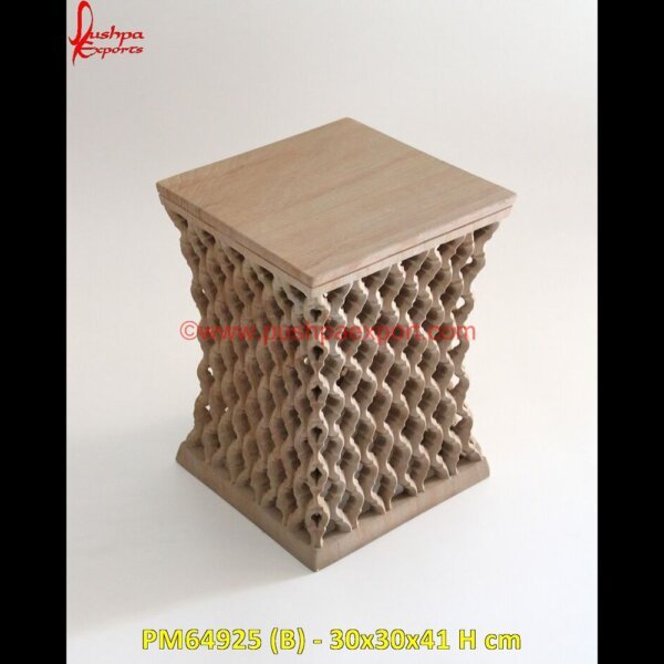 PM64925 (B) - 30x30x41 H cm white marble chowki,marble stool table,marble vanity stool,stone outdoor stool,marble stool side table,black marble stool.jpg