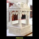 Carved White Marble Pooja Room Temple