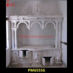 Carved White Marble Pooja Room Mandir