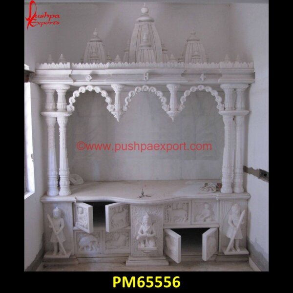 Carved White Marble Pooja Room Mandir PM65556 marble buddha temple,marble devghar,marble god mandir,marble god room,marble hindu temple for home,marble house mandir,marble house temple,marble indian temple for home,marble mand.jpg