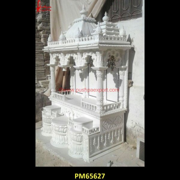 White Marble Indoor Mandir PM65627 buy marble temple for home,designer marble temple for home,hindu marble temple,home marble mandir,home temple stone,house marble temple,how to clean marble mandir,how to make marbl.jpg