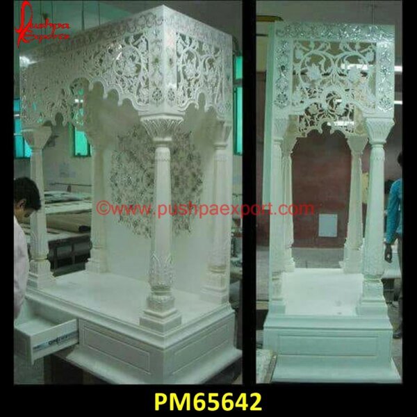 Tiny Design Carving White Marble Temple PM65642 mandir for home marble,mandir white marble,marble big temple,marble buddha temple,marble devghar,marble god mandir,marble god room,marble hindu temple for home,marble house mandir,.jpg