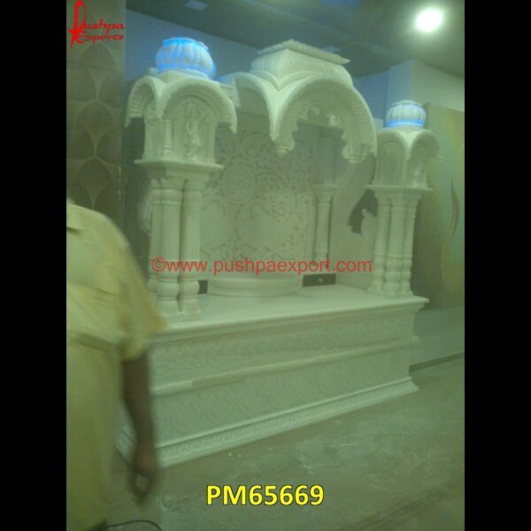 White Marble Stone Carved Pooja Temple PM65669 marble stone temple design,marble temple design,marble temple for house,marble temple in home,marble temple mandir,marble temple online,marble temple with door,marble wall mandir,p.jpg