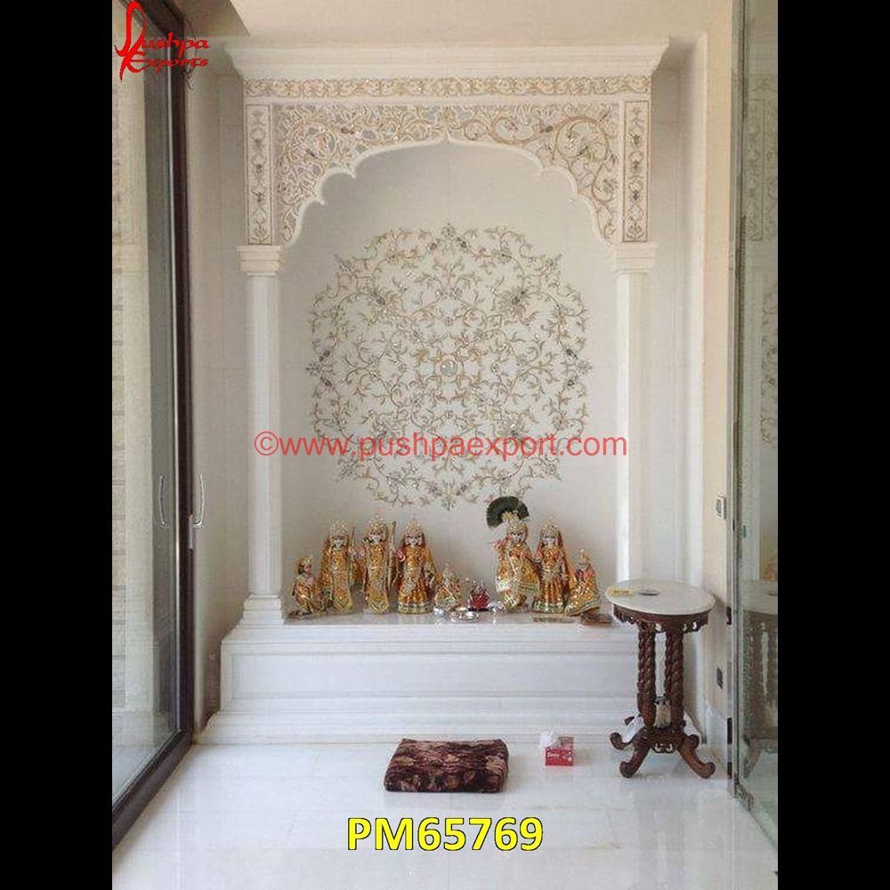 Natural White Stone Pooja Mandir For Home PM65769 rajasthan marble mandir,red stone mandir,sai baba statue for temple,sangmarmar mandir,simple marble singhasan,small marble temple,stone garden temple,stone home temple,stone mandir.jpg