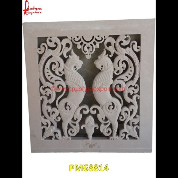 Lion Design Carved Sandstone Jali PM68814 outdoor stone jali,marble jali screen,marble jali partition,marble jali manufacturer,marble jali india,marble jali antique,limestone jali,kota stone jali,design of stone jali,white.jpg