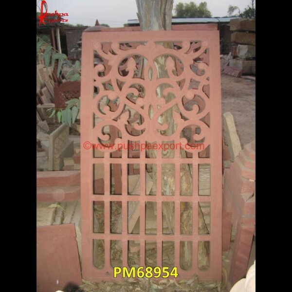 Red Sandstone Carved Jali PM68954 design of stone jali,white marble screen,stone screens,stone screen wall,stone screen door,stone screen,stone partition wall,stone partition,pink marble screen,patio stone screenin.jpg