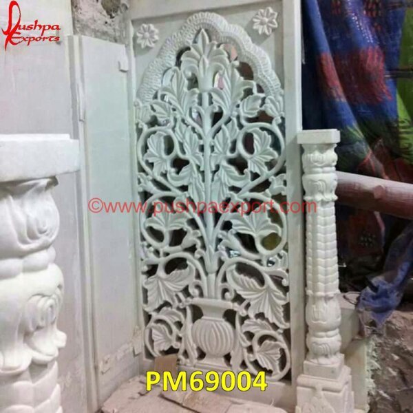 White Stone Carved Screen PM69004 stone jali screen,stone jali in dausa,stone jali design manufacturer,stone jali 3d model,stone carving jali,sikandra stone jali,pink stone jali,pink marble jali,outdoor stone jali,.jpg