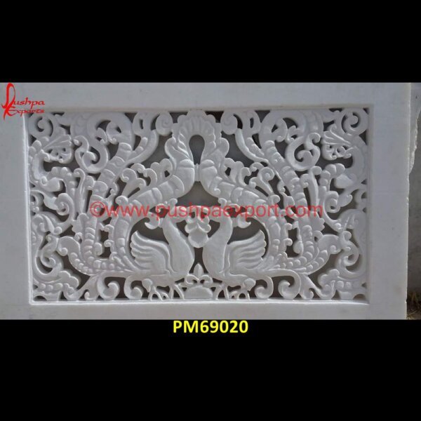 Peacock Face Carved Marble Screen PM69020 design of stone jali,white marble screen,stone screens,stone screen wall,stone screen door,stone screen,stone partition wall,stone partition,pink marble screen,patio stone screenin.jpg