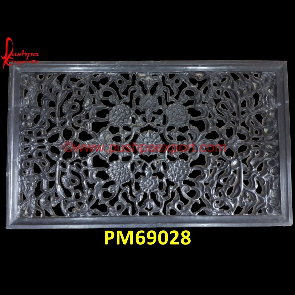 Carved Black Stone Screen PM69028 pink marble screen,patio stone screening,marble screen,marble partition wall,marble partition,black marble screen,limestone screen,stone jali work,stone jali wall,stone jali railin.jpg