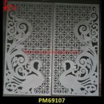 Peacock Design Carving White Marble Screen