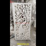 Peacock Carved White Marble Jali