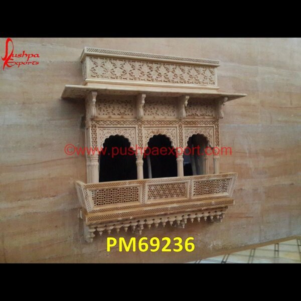 Marble Jharokha With Rustic Finish PM69236 sandstone jharokha,inlaid jharokha,inlay jharokha,jodhpur stone jharokha,stone carved jharokha,stone jharokha designs,marble window,stone window,marble jharokha,stone jharokha,jais.jpg