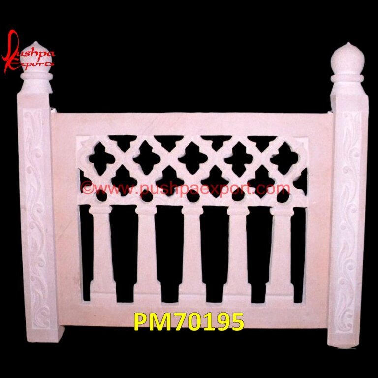 Stone Jaali Railing Pink Sandstone Carved Jali Railing Silver Furniture, White Metal ...