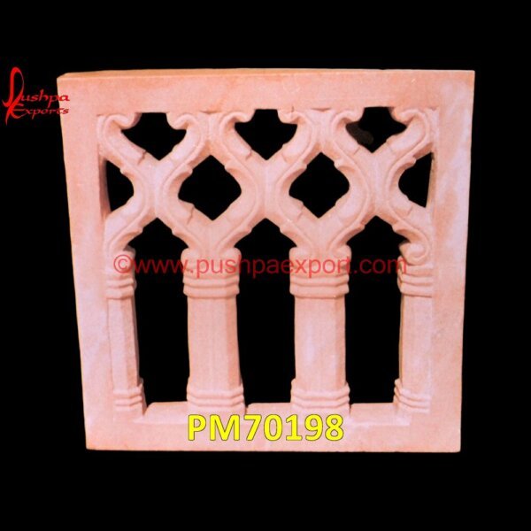 Pink Sandstone Jali Railing PM70198 garden stone balustrade,granite handrails,granite stair railings,limestone railing,marble balcony railings,marble baluster railing,marble handrail,marble jali railing,marble railin.jpg