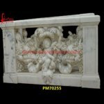 Baby Figure Carved Railing Of White Marble