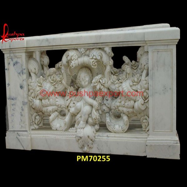 Baby Figure Carved Railing Of White Marble PM70255 limestone railing,marble balcony railings,marble baluster railing,marble handrail,marble jali railing,marble railing pillar,marble railings balustrades,marble stair railing,stone b.jpg