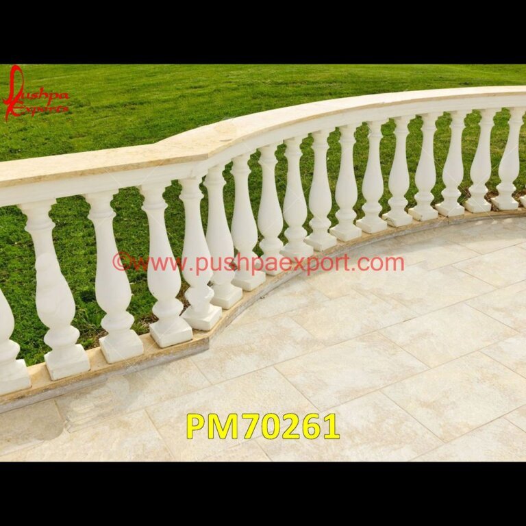 Railing With Pillar Of White Marble Silver Furniture, White Metal ...
