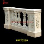 Railing Of Rustic Finish White Marble