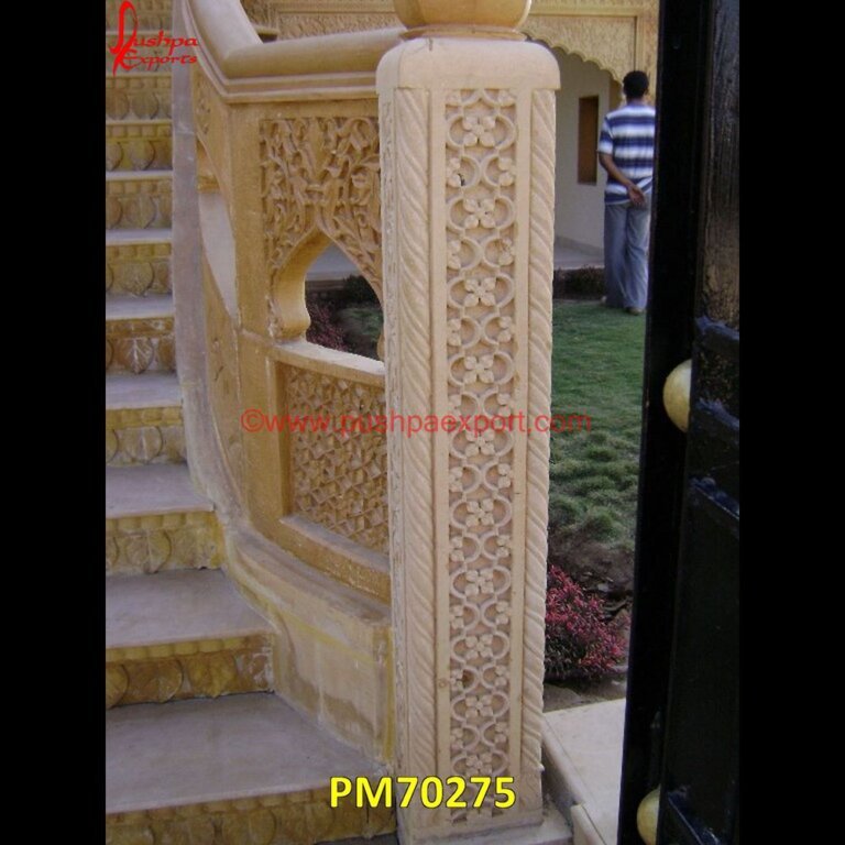Flower Carving Sandstone Railing Silver Furniture, White Metal ...