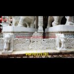Elephant And Peacock Carved Marble Railing