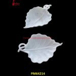 Carved Leaf Shaped White Marble Bowl