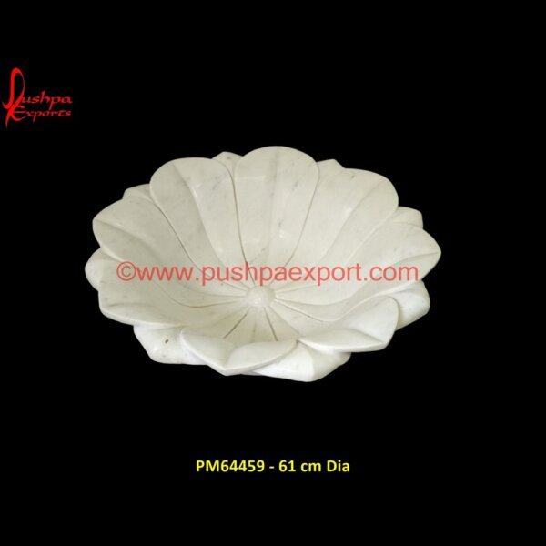 Round White Marble Urli PM64459 - 61 cm Dia lotus marble urli,marble flower bowl,marble fluted bowl,marble lotus bowl,marble petal bowl,marble ruffle bowl,marble scalloped bowl,marble stone bowl,marble urli,marble urli bowl,.jpg