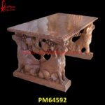 Red Sandstone Carved Bench