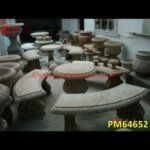 Carved Sandstone Table And Bench