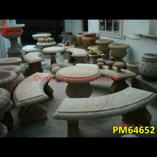 Carved Sandstone Table And Bench PM64652 custom stone bench,decorative stone bench,elephant stone bench,engraved garden bench,engraved stone bench,engraved stone memorial benches,garden chairs and benches,garden granite b.jpg