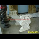 White Marble Outdoor Bench