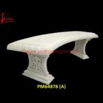 Curved White Marble Bench